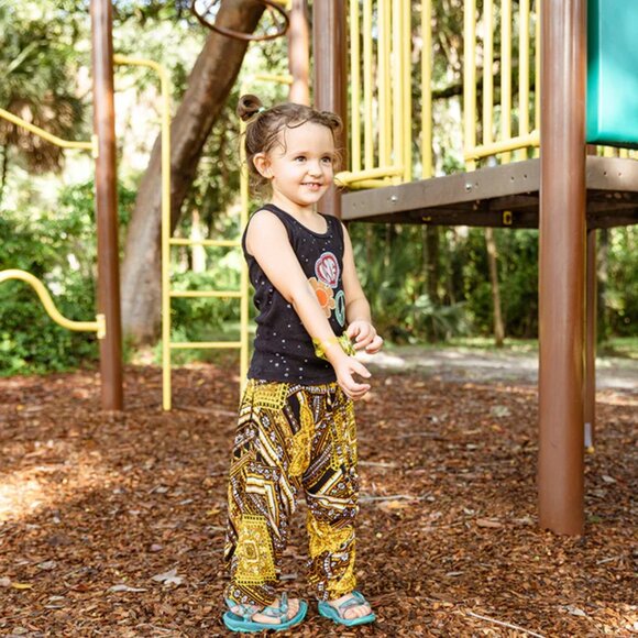 Kids Jakarta Harem Pant Unisex Drawstring Elastic Waist Travel Boho Pocket Pants - Picture 14 of 16